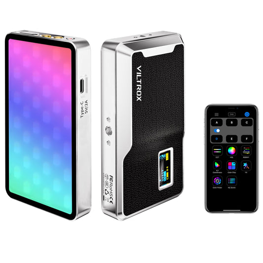 VILTROX Luz LED de 6000 mAh en la cámara, luz de video RGB c