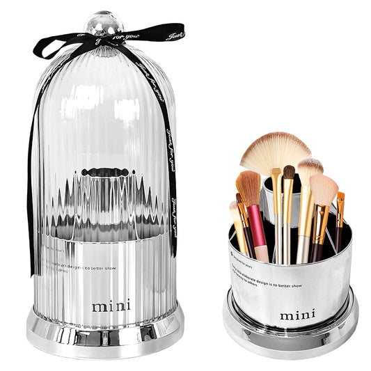 Soporte para brochas de maquillaje con tapa, giratorio de 36