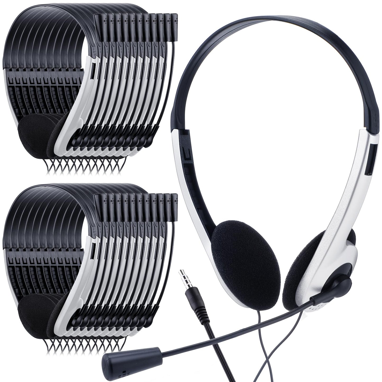 Yunsailing Paquete de 30 auriculares para aula con micrófono