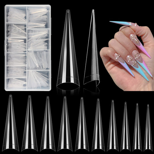 500 puntas de uñas de aguja para uñas acrílicas, puntas de u