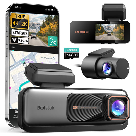 Cámara de tablero dual 4K+2K frontal y trasera, Dashcam con
