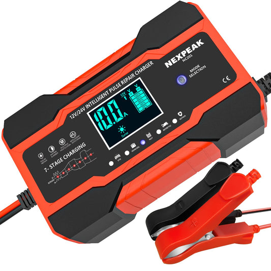 NEXPEAK NC201 - Cargador de batería de 10 amperios, cargador