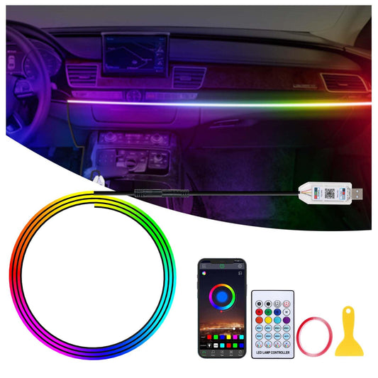 Luces LED acrílicas para automóvil, tira de luz RGB de 43.3
