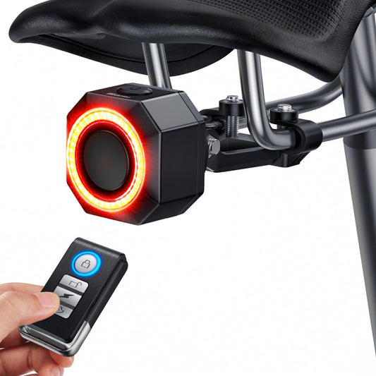 WSDCAM Luz trasera de bicicleta remota con alarma, luz de fr