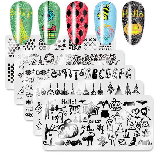 WOKOTO Juego de 5 placas de estampado de uñas de Halloween d
