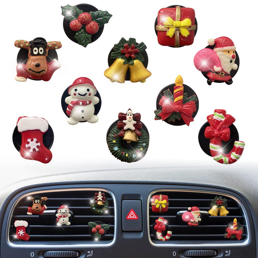 10 clips de ventilación de automóvil de Navidad, decoración