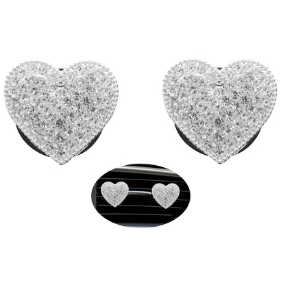 Clips de ventilación de coche con forma de corazón plateado,