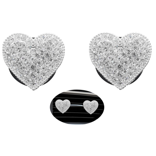 Clips de ventilación de coche con forma de corazón plateado,