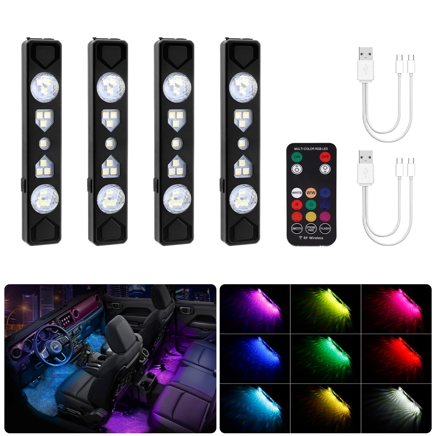 Luces LED inalámbricas para interior del automóvil, iluminac