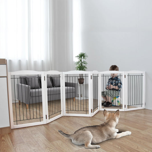 ZJSF Puerta plegable independiente para perros, puerta de ma