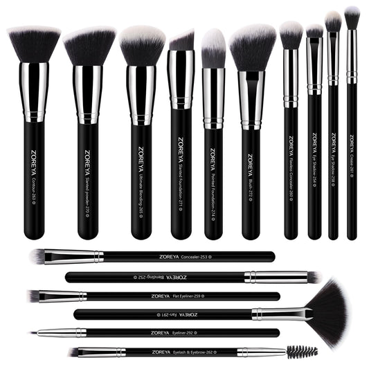 Z'OREYA Brochas de maquillaje, 16 piezas, juego de brochas d