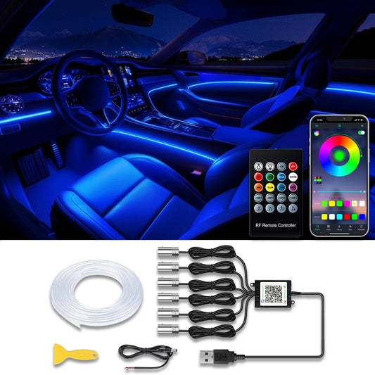 Tira de luces LED USB para interior de automóvil con aplicac