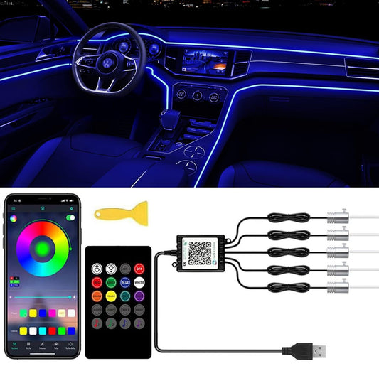 RGB - Tira de luces LED para interior de automóvil, aplicaci