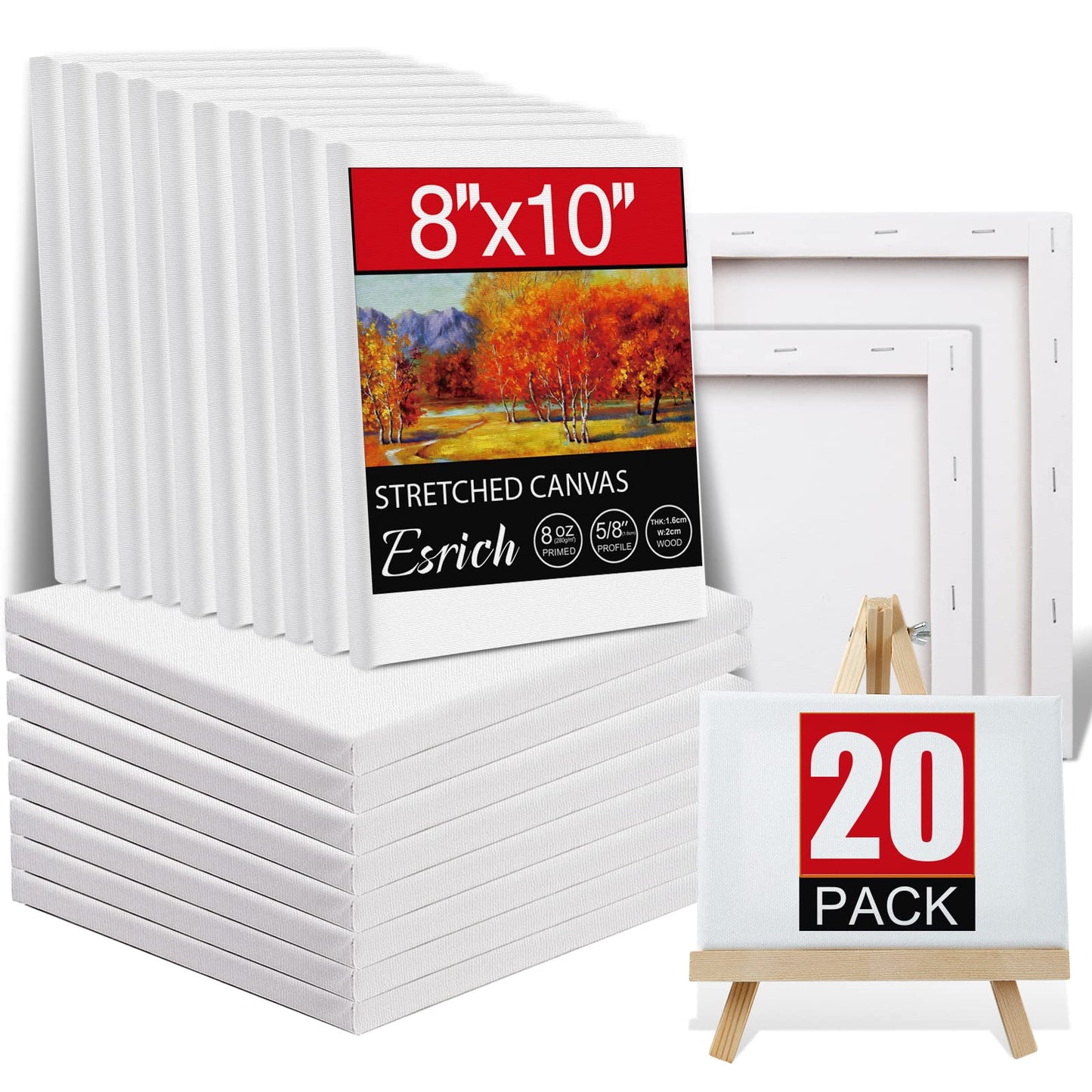 Paquete de 20 lienzos para pintar con 8 x 10 pulgadas, lienz