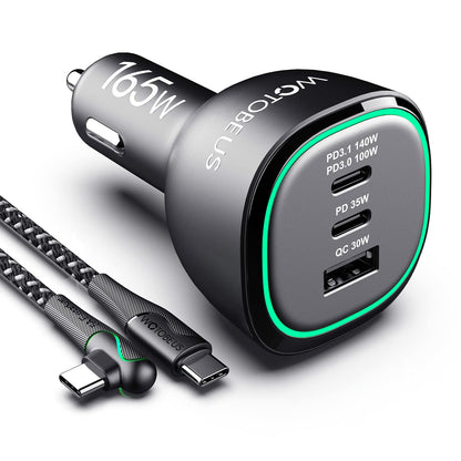 WOTOBEUS Cargador de coche súper rápido de 165 W, adaptador