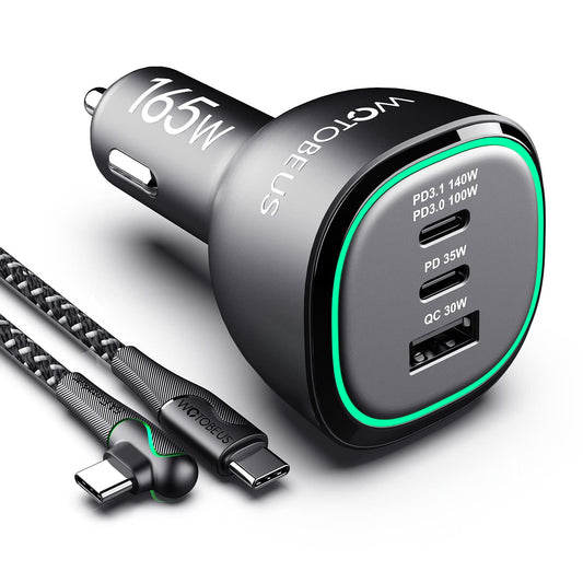 WOTOBEUS Cargador de coche súper rápido de 165 W, adaptador