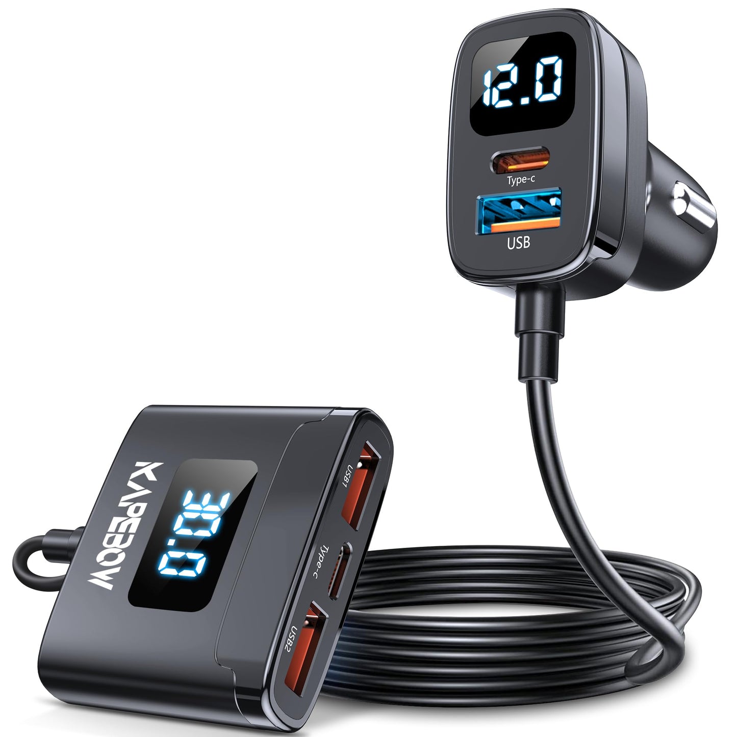 kapebow - Cargador de coche USB C de carga rápida de 78 W, c