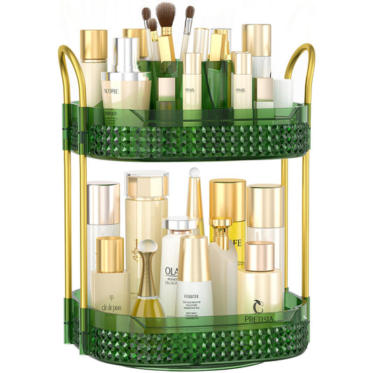 Organizador de maquillaje giratorio de 360° de 2 niveles, gr