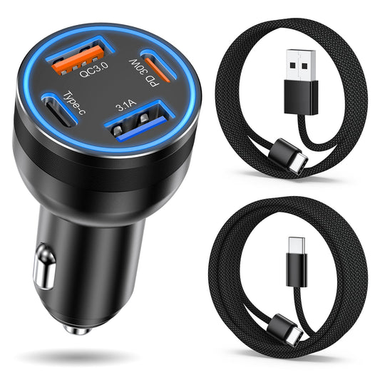 Cargador de coche USB C, cargador de teléfono de coche de ca