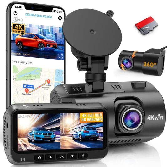 Cámara de tablero 4K delantera y trasera - con GPS y WiFi -