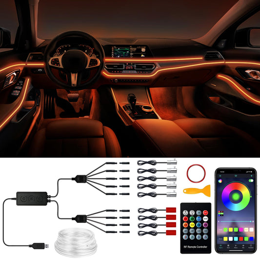 Tira de luces LED para el interior del automóvil, RGB 9 en 1