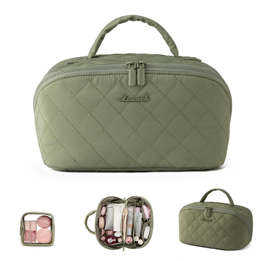 LOVEVOOK Bolsa de maquillaje de viaje para mujer, juego de 2