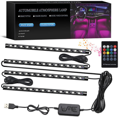 Luces LED para interior de automóvil, 4 tiras de luces LED m