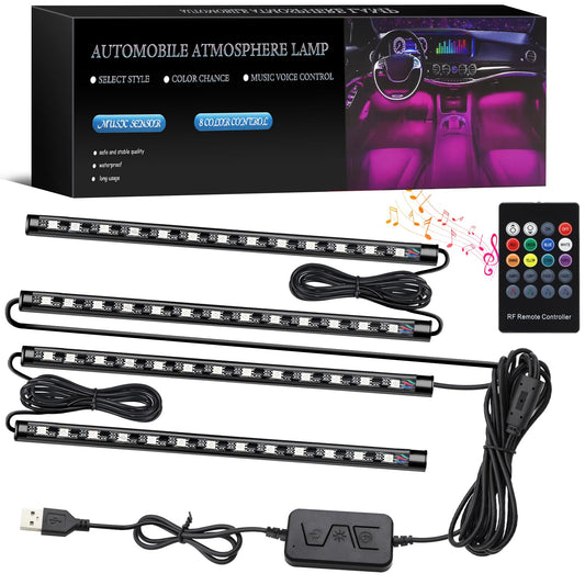Luces LED para interior de automóvil, 4 tiras de luces LED m