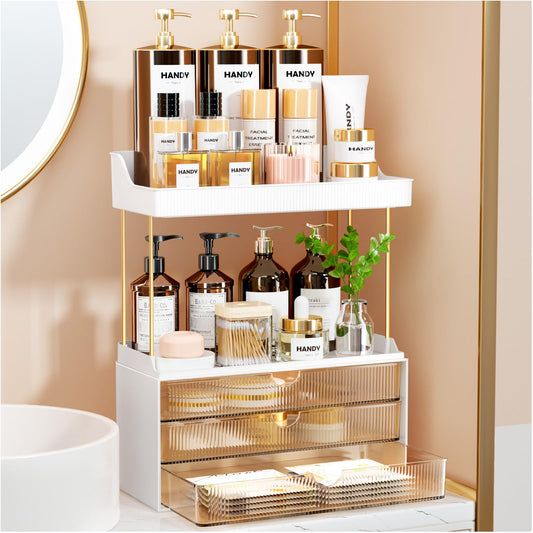 Organizador de maquillaje de 3 cajones de 2 niveles, organiz