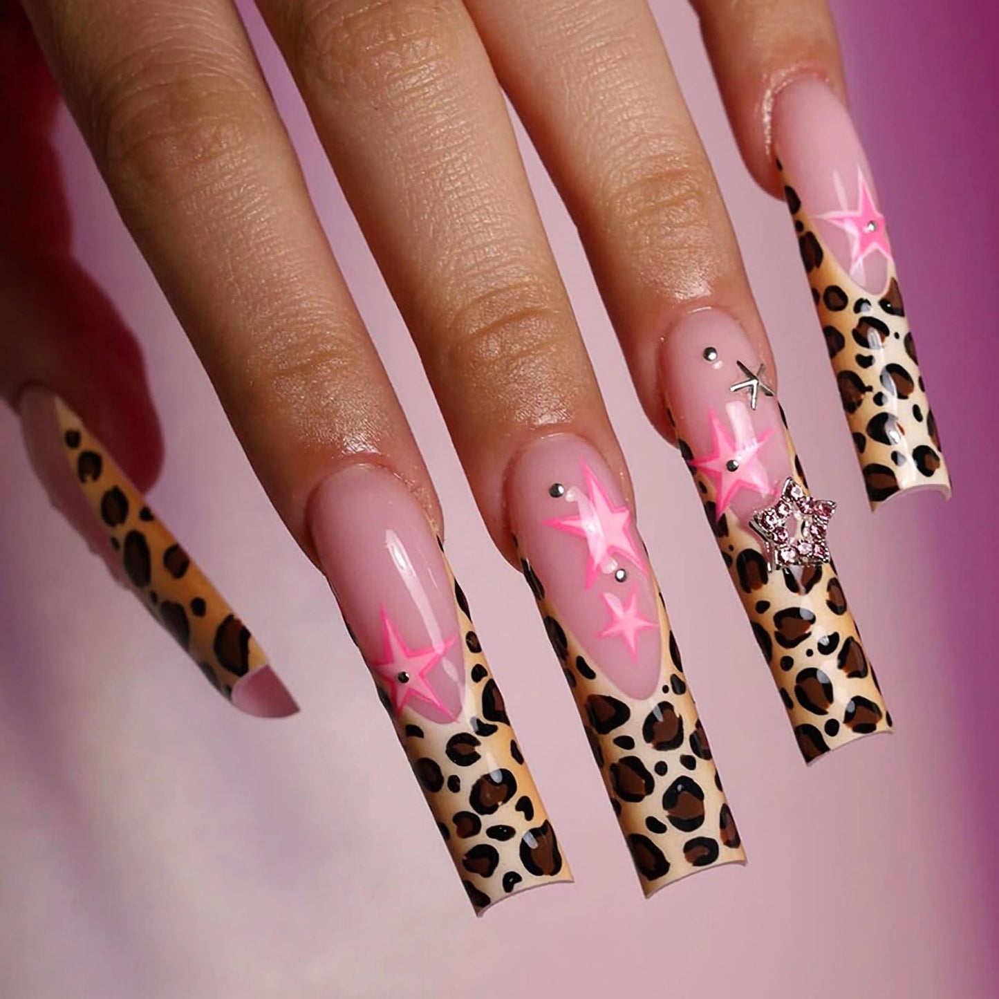 MERVF Uñas postizas largas cuadradas a presión, uñas postiza