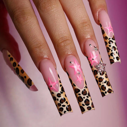 MERVF Uñas postizas largas cuadradas a presión, uñas postiza