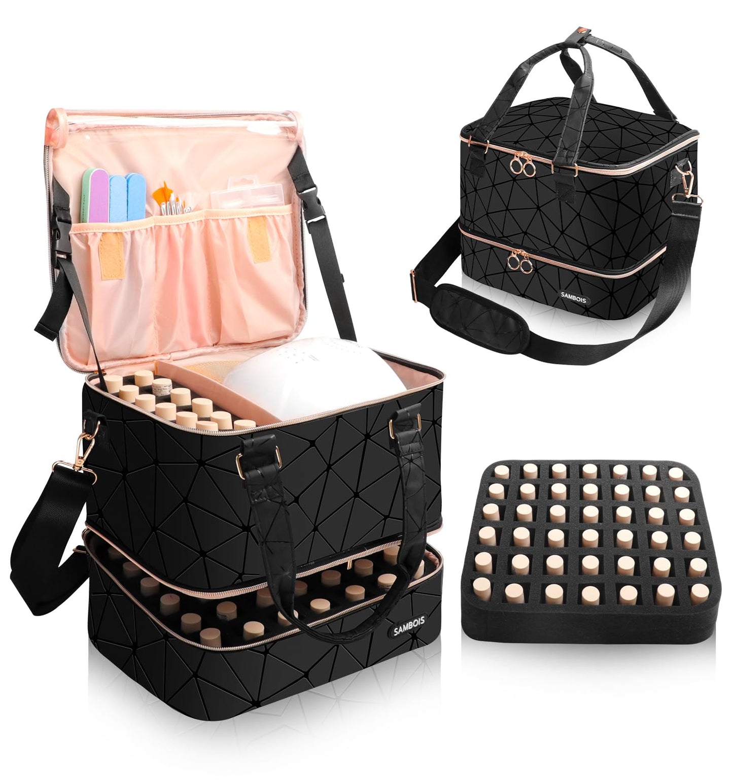 Bolsa organizadora de esmalte de uñas con capacidad para 54