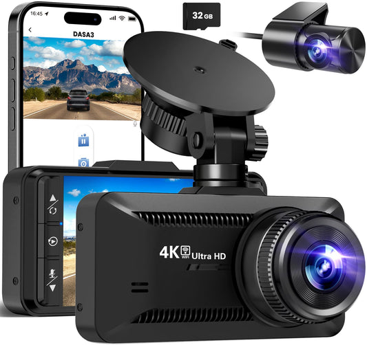 Cámara de tablero frontal y trasera 4K/1080P, cámara de tabl