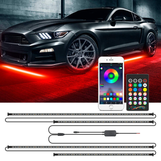 MICTUNING 4 luces LED subterráneas para automóvil, kit de lu