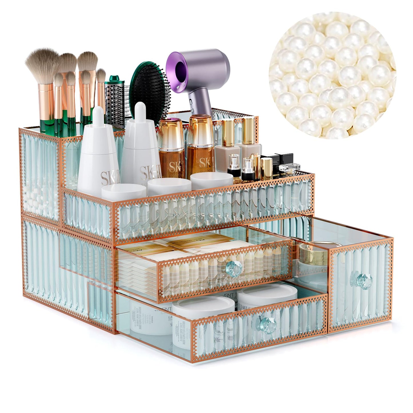 Organizador de maquillaje para encimera, organizador de toca