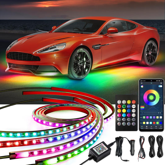 Kit de subterráneo para automóvil, luces RGBIC para debajo d