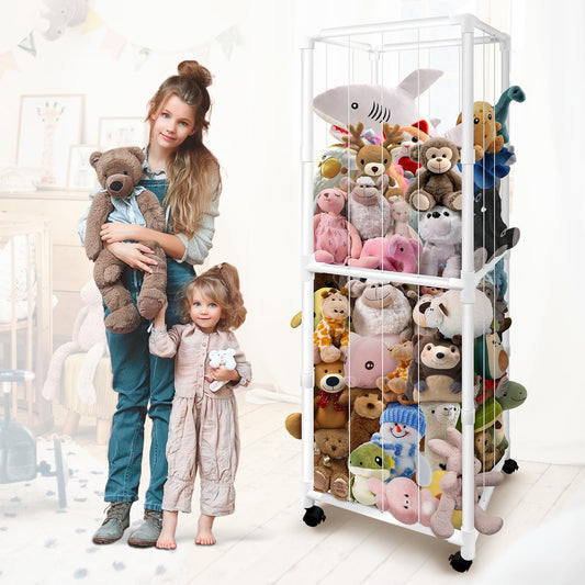 Zoológico de almacenamiento de animales de peluche con ruedas, soporte