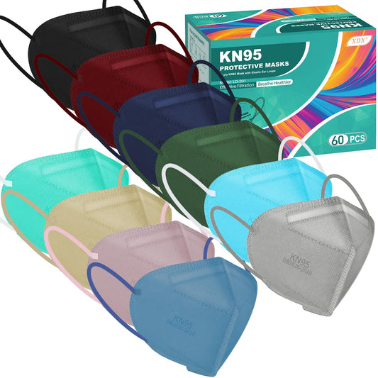 XDX Mascarillas KN95, 60 paquetes de mascarillas faciales en