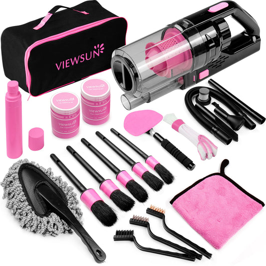 Viewsun Kit de limpieza de automóvil de 17 piezas, kit de de