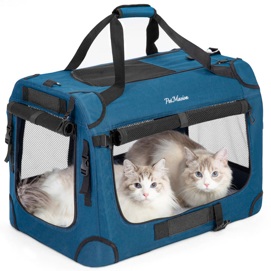 Transportador de gatos extragrande para 2 gatos, plegable de