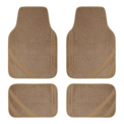 CAR PASS Alfombrillas de cuero beige impermeables con borde