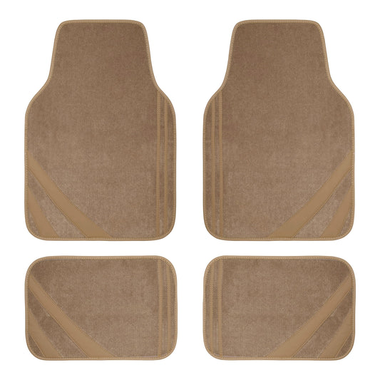 CAR PASS Alfombrillas de cuero beige impermeables con borde