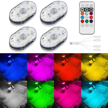 4 luces LED inalámbricas para coche con control remoto, 8 co