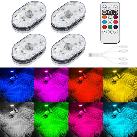 4 luces LED inalámbricas para coche con control remoto, 8 co