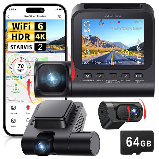 Cámara de tablero 4K de 3 canales, cámara de tablero para au