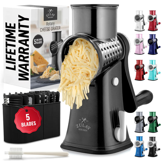 Zulay Kitchen Rallador rotativo de queso de 5 cuchillas, ral