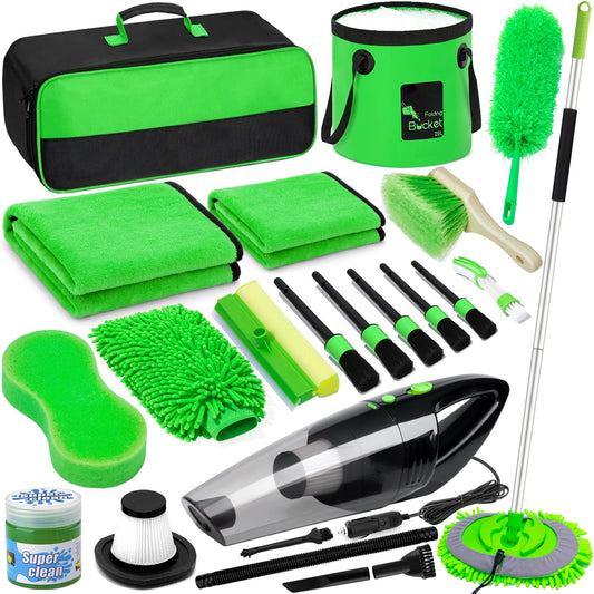 Kit de limpieza de automóvil de 22 piezas, cepillo de lavado