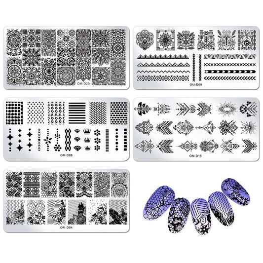 WOKOTO Juego de 5 placas de estampado de uñas para arte de u