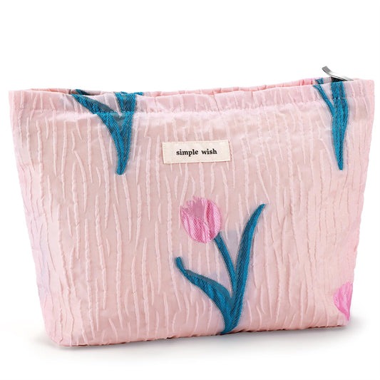ZLFSRQ Bolsa de maquillaje de tulipanes de viaje, lindas bol