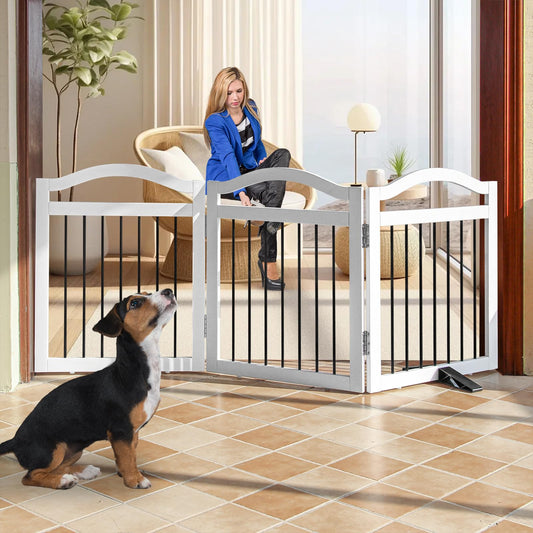 ZJSF Puerta plegable independiente para perros para interior